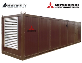 Дизель генератор АД-1200С-Т400-2РНМ8 Mitsubishi мощностью 1200 кВт в контейнере с автозапуском (АВР)